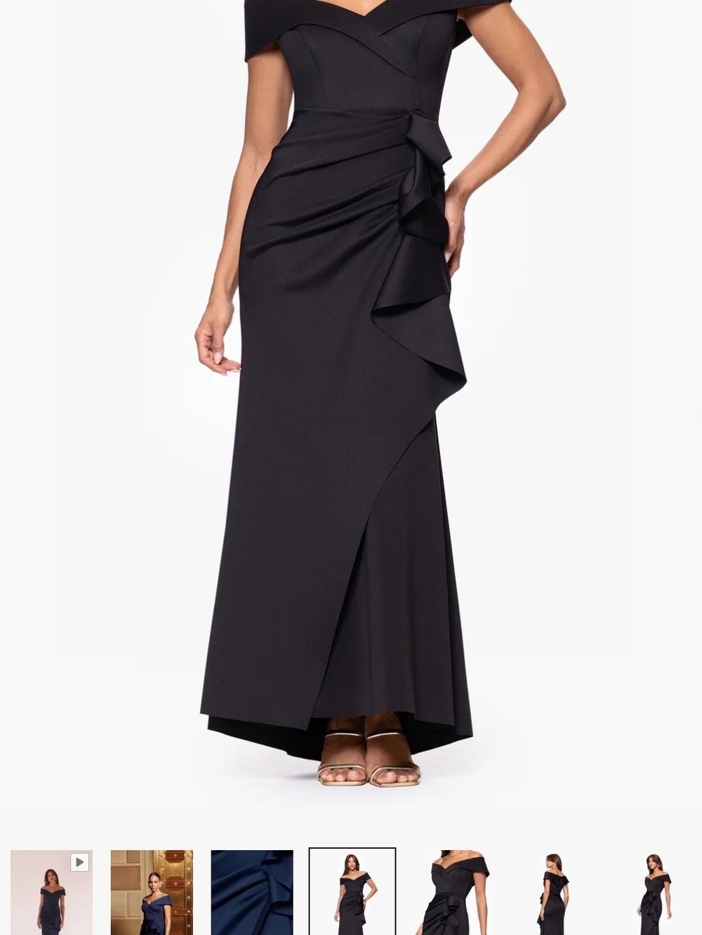 Xscape Black Off-Shoulder "Petite Patti" Size 16 Formal/MOB/Bridesmaid Dress